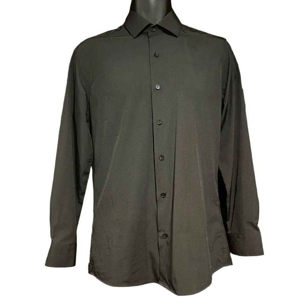 Tom Baine Black Slim Fit Button Shirt Men’s Small 14-14.5